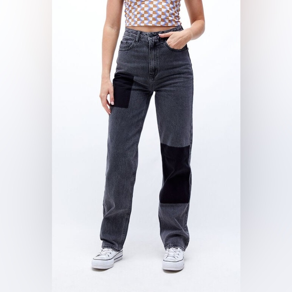 NWT PacSun Eco Grey Patchwork Boyfriend Jeans Sz 28